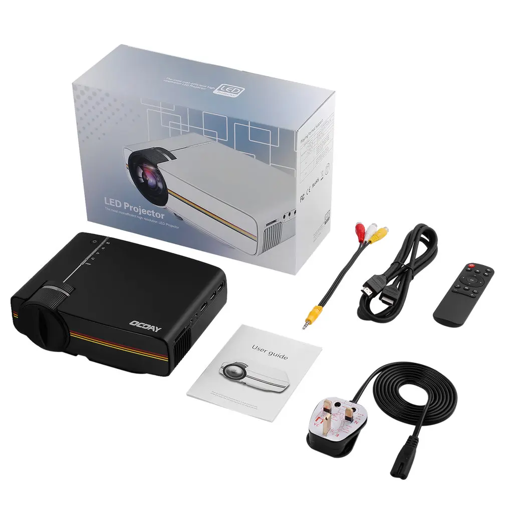 

YG400 Mini Projector 1200 Lumens HD LED Video Home Theater Cinema Wired 1080P-HDMI Multimedia Player Digital Projector Beamer UK