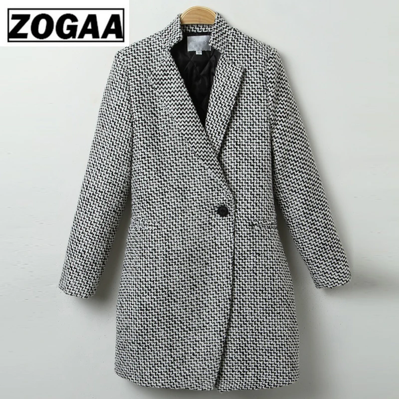 Модное длинное шерстяное Женское пальто размера плюс, зимняя Осенняя клетчатая куртка, шерстяное пальто, твидовая верхняя одежда, 5XL 6XL 7XL