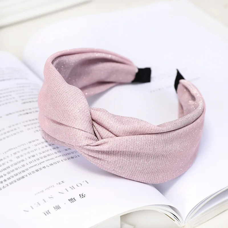 C696 pink Винтажная Яркая Ткань Женские Обручи Заколки для волос Крестовая головная повязка в виде чалмы блестящий обруч для волос аксессуары для девочек - Цвет: C696 pink