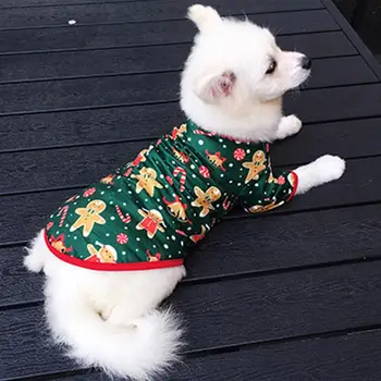 

Pet Dogs Clothes Christmas Santa Snowman Gingerbread Man Pattern Pet Coat Pet Cat Dog Christmas Clothes Adorable Pet Outfit