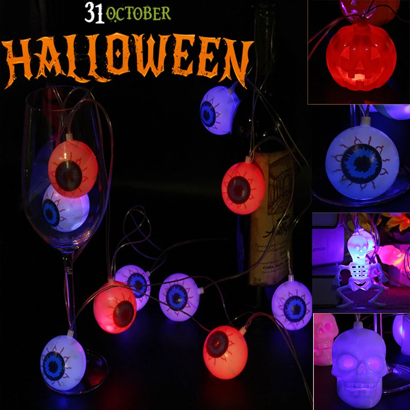 

3M Halloween Pumpkin LED Lights Skeleton Eyeball String Bar Mall Garden Party Decoration Holiday String Light Halloween Lights