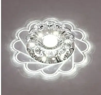 3 Вт Светодиодный светильник для прохода s мини в форме цветка креативный Кристалл лотоса потолочный светильник поверхностного монтажа светильник для коридора гостиной спальни - Цвет корпуса: White