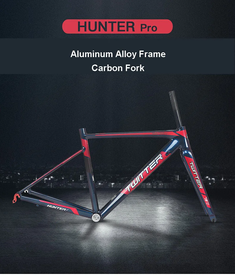 Excellent Twitter Hunterpro 700C Road Bike Frame AL7005 Fork Carbon Inner Cable V Brake Discoloring Stoving Varnish Drawing Decals 3