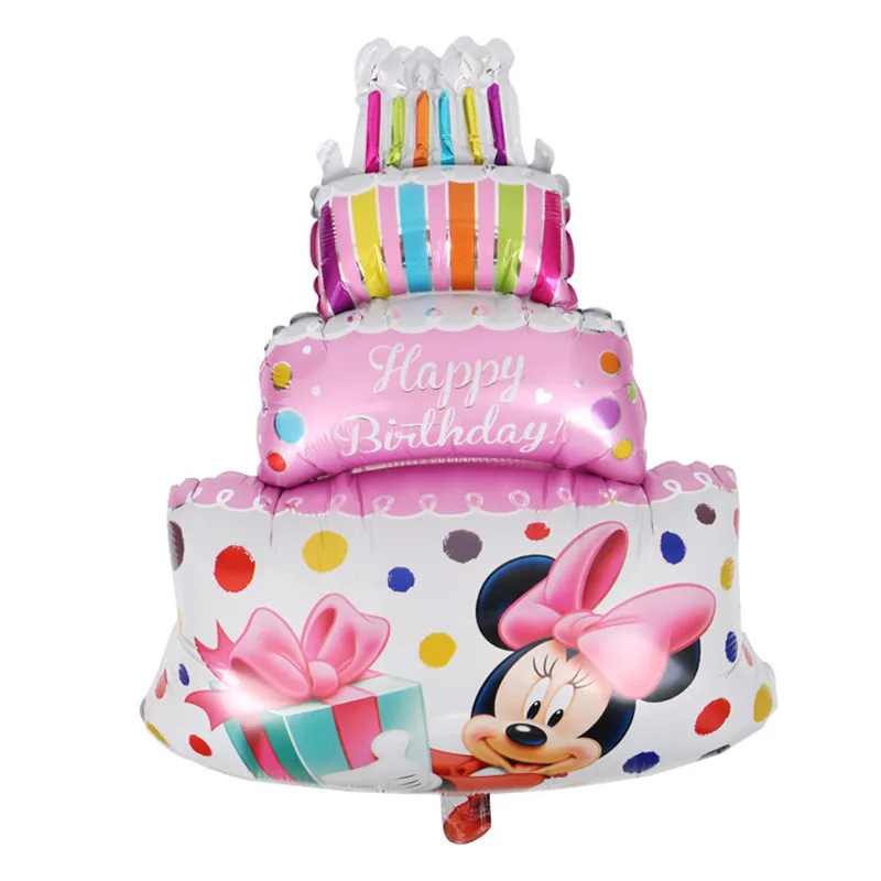 GIHOO 114 см Микки Минни фольгированные воздушные шары мультфильм с днем рождения украшения Детские игрушки большой красный бант детский душ - Цвет: pink mini cake