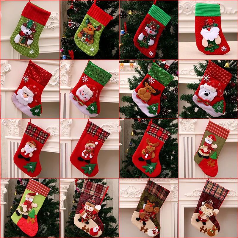 Bells Designer High Quality Christmas Santa Stocking Sack Sock Bag with Full 