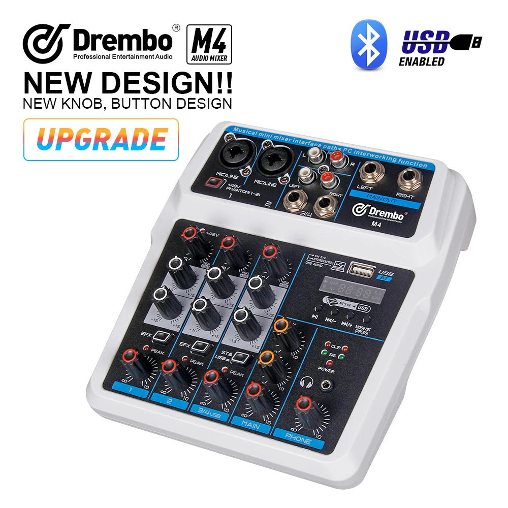 M4 4-канальная портативная цифровая DJ консоль аудиомиксер со звуковой картой bluetooth