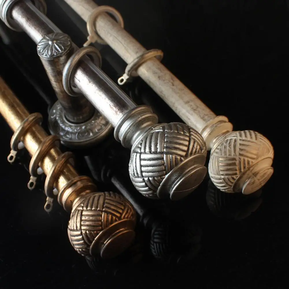 French style curtain rods golden old art rods 30 mm diameter single and double rods retro beige