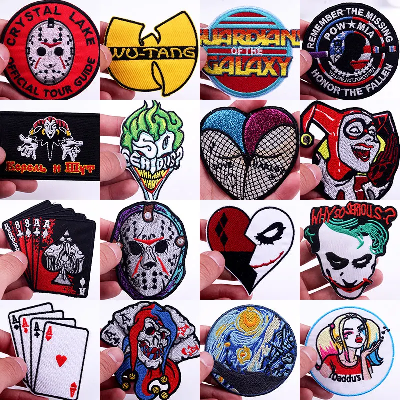 Prajna Joker Poker Patch Iron On Patches для одежды хиппи вышитые нашивки на одежде байкерские