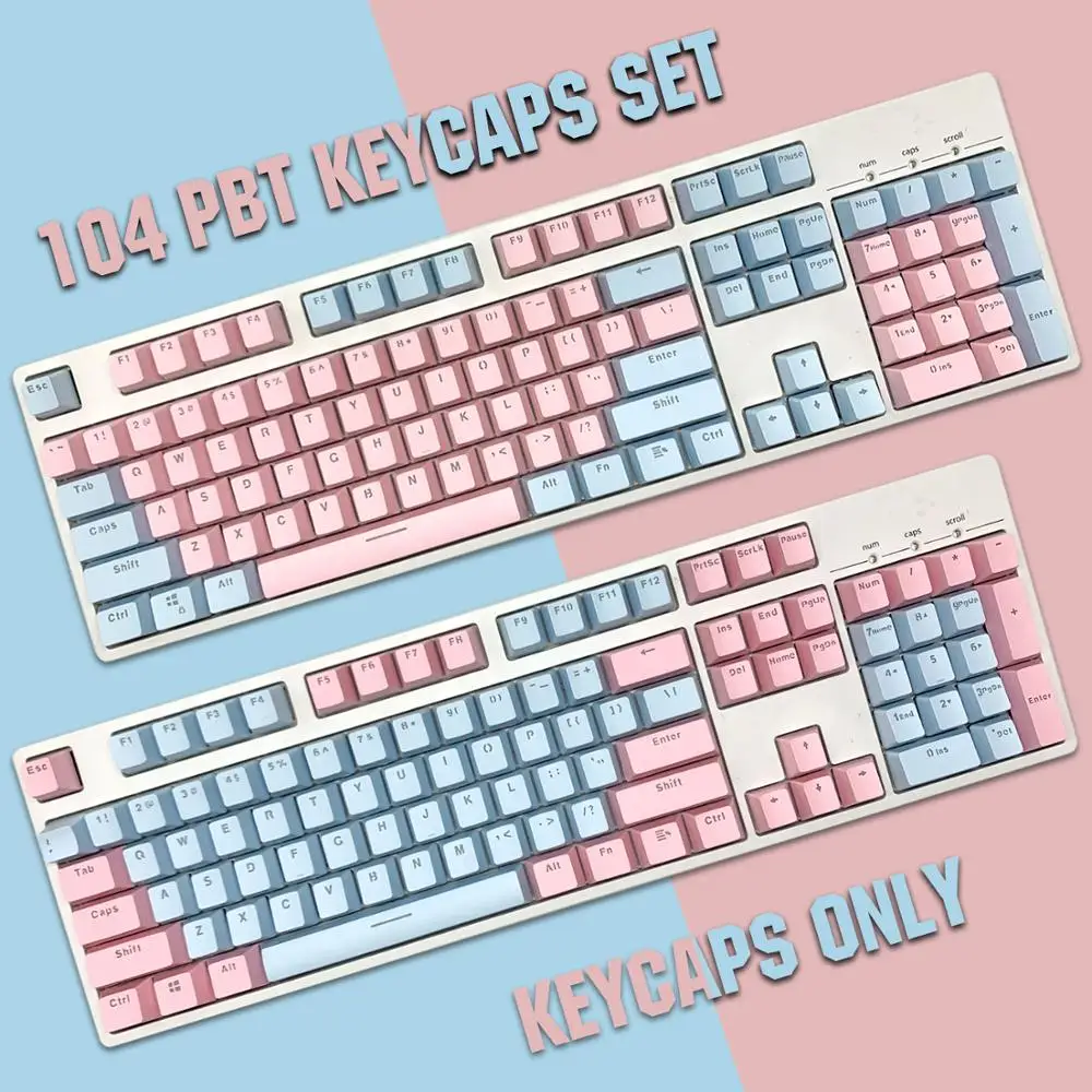 

PBT Translucent Backlight Keycaps 104 Keys Double Shot Key Cap For Cherry MX Mechanical Keyboard Key Cap Switches