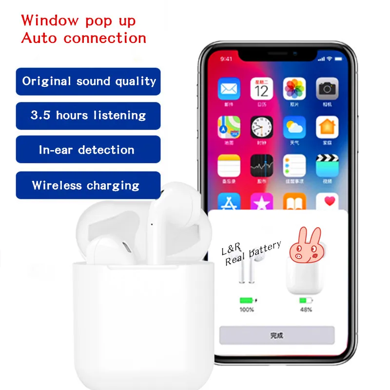 

H1 chip wireless bluetooth earphone 1:1 to 1st 2nd generation earbuds tws 5.0 with windows Pop-up wireless charging i500 i5000