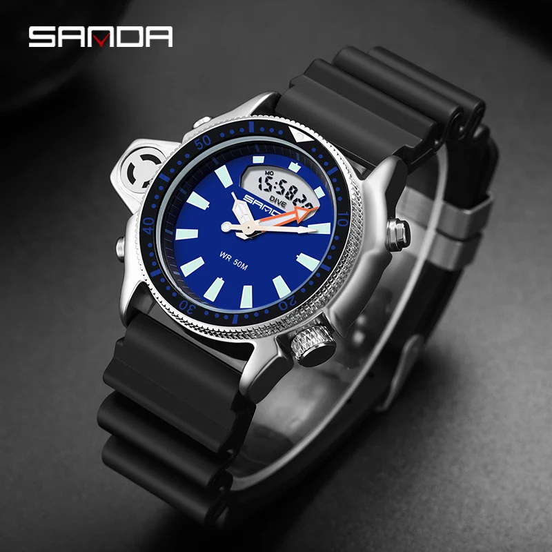 SANDA New Fashion Sport Men's Watch Casual Style Watches Men Military Quartz Wristwatch Diver S Shock Man relogio masculino 3008