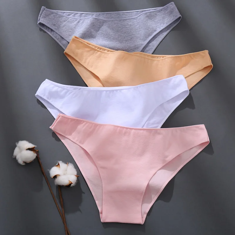 4Pcs/Set Cotton Panties Low Waist Briefs Women M-XL Underwear Ladies Sexy Underpants Female Plus Size Intimates Lingerie 2022 best high waisted underwear