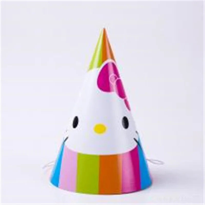 Hat 6pcs Рисунок «Hello Kitty» тема кошки детские День рождения украшения комплект вечерние принадлежности для дня рождения пакет события принадлежности для вечеринки, оптом - Цвет: Hat 6pcs
