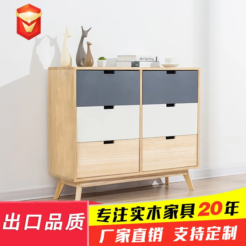 

Minimalist Modern Solid Wood Bedroom Furniture Drawer Storage Chest of Drawers Storage Northern European-Style Chest of Drawers