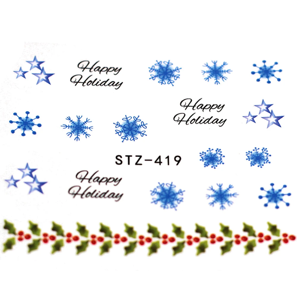 1 шт. Популярные синие снежинки накладные ногти и наклейка цветок лист дерево зеленый простой летний слайдер для маникюра ногтей водяной знак