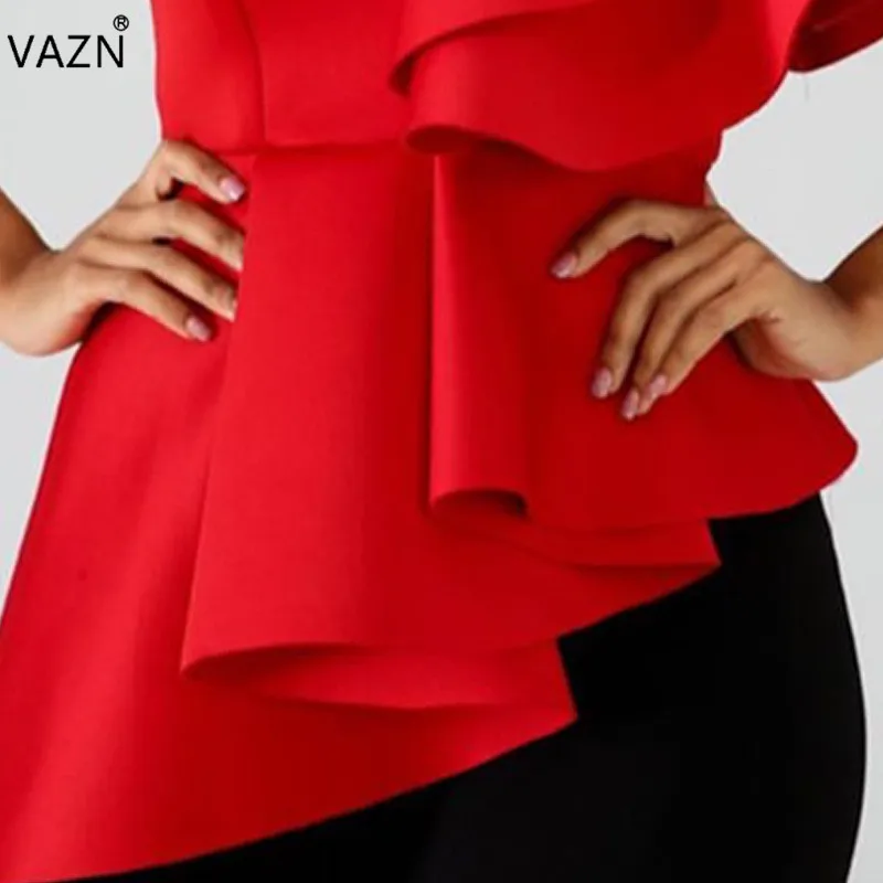 VAZN KEN1675 новые высококачественные сексуальные модные красные вечерние футболки с открытыми плечами для молодых девушек