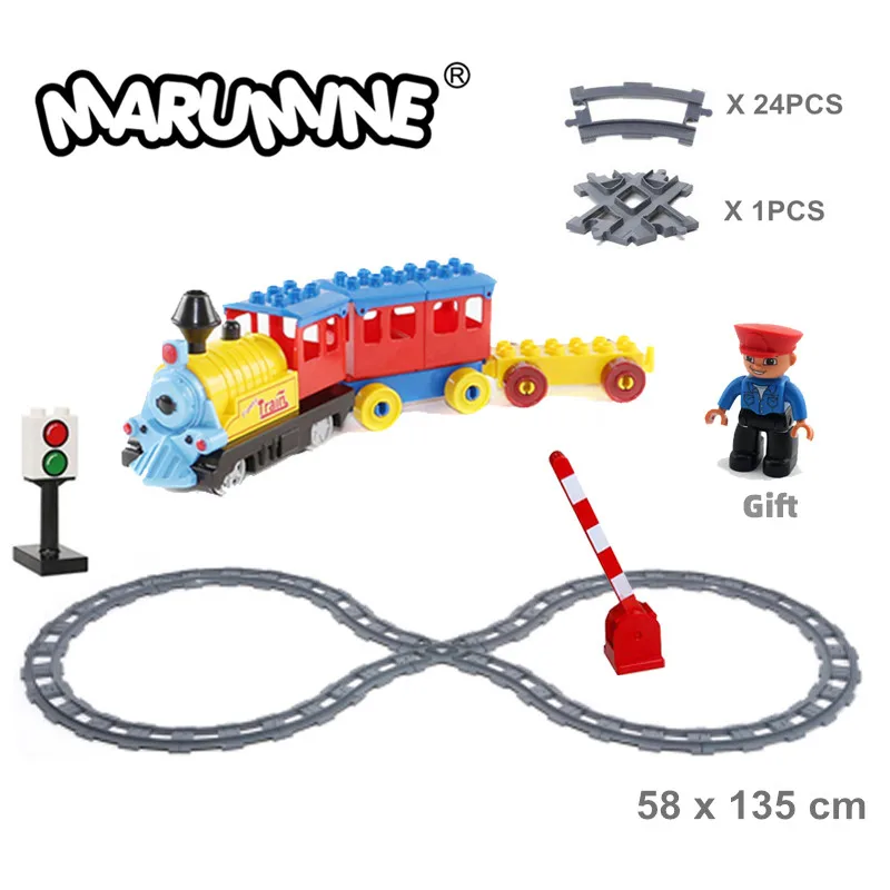 Marumine Батарея работает Duplo рельсы для поезда с светильник и звуком дети ж/д строительные блоки Набор