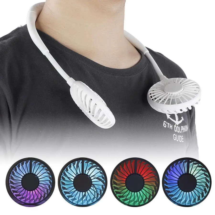 

Mini USB LED fan Portable Neck Fan Small Hanging Neck Cooling Ventilation Handheld Air Cooler Conditioner for Sport Small Fans