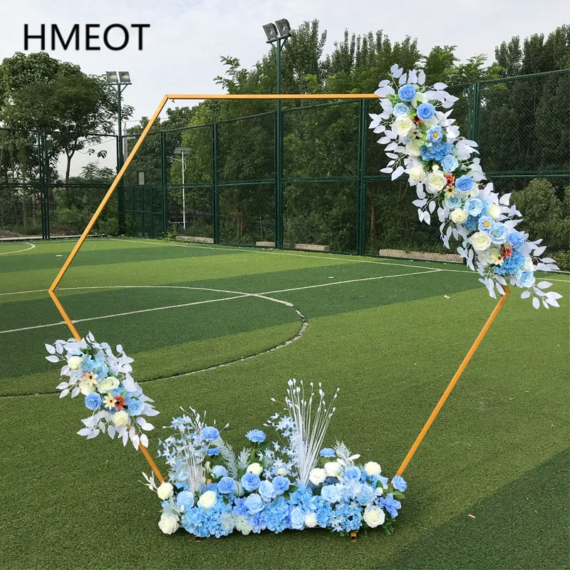 Accessoires de mariage arc Hexagonal or blanc fer arc étagère toile de fond de mariage décor fête scène fleur support forgé diamant Arche