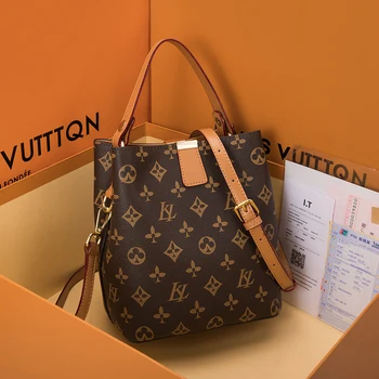 

Genuine Leather Women Handbags 2020 New Fashion Women Single Shoulder Bucket Top Quality Ladies Crossbody Bag Louis Brand Bags