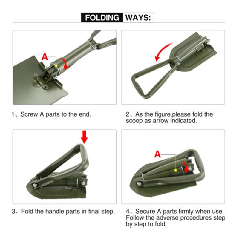 M/L Folding Shovel Military Shovel Tactical Multifunction Folding Spade for Outdoor Camping Survival Emergency Tool