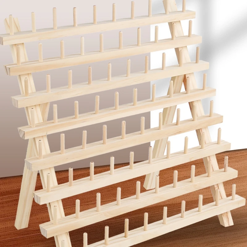 Storage rack wall mounted organizer hanging storage rack Foldable Wooden Thread Holder 30/80/120 Spools Sewing Embroidery Thread Rack Organizer Wall Hanging Cones Stand Shelf Tool