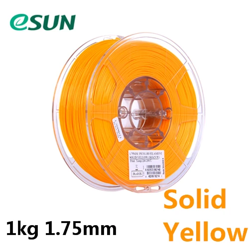 1kg SOLID YELLOW Нить для 3D принтера eSUN высшего качества, 1,75 мм, 1 кг, нить для 3d принтера PETG, 1,75 мм, материал для 3d принтера, много цветов, Отправка почтой из России - Цвет: 1kg SOLID YELLOW