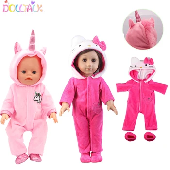 

2pcs Unicorn Kitten Doll Clothes Suit Outfit For Our generation Born Baby Doll Fit 18 inch 43cm doll Girls Birthday Gift
