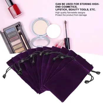 

Portable 10pcs Cosmetics Storage Bag Dustproof Flannelette Mascara Lipstick Drawstring Bag Accessory Purple Make Up Tool Kit