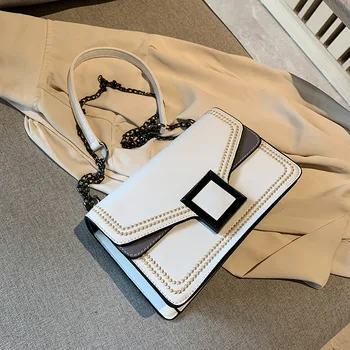

Fashion texture stitching small square bag 2020 new bag female niche single shoulder messenger chain female bag