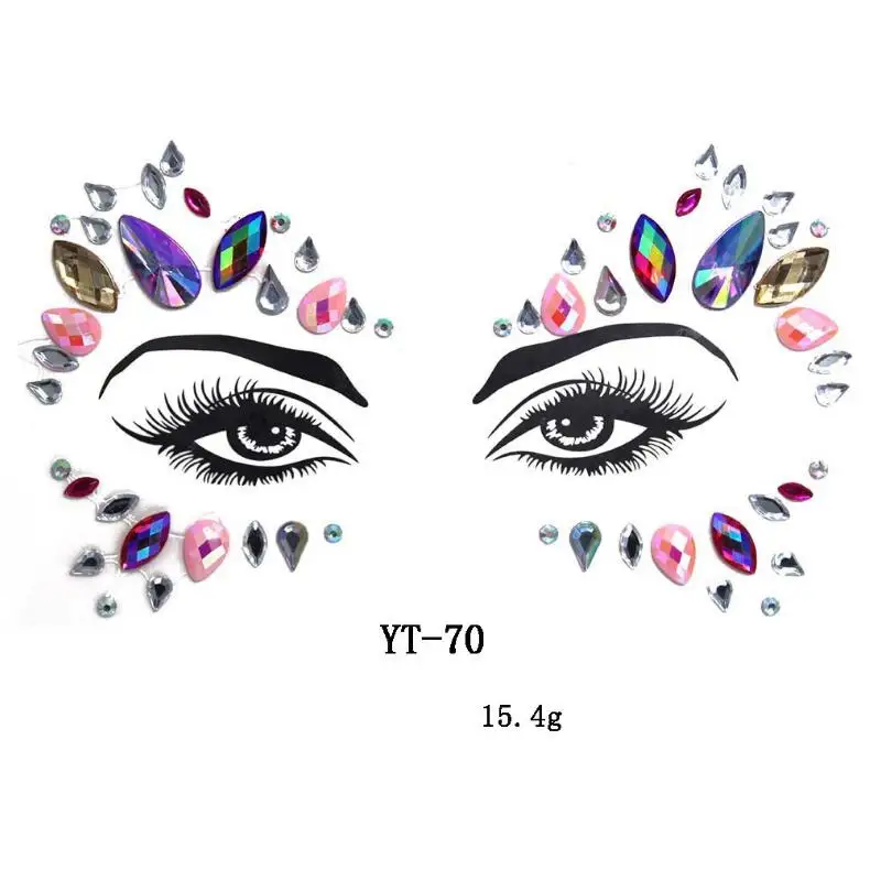 Pink Rhinestones Face Jewels Adhesive Crystal Gems Beauty Makeup Body Art Glitter Tattoo Eyebrow Face Body Jewelry Stickers