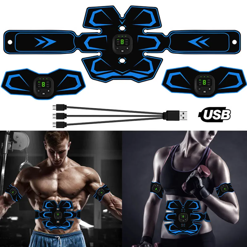 

USB Charging Abdominal Muscle Trainer EMS Stimulator ABS Electrostimulation Fitness Massager Abdomen Slimming Home Gym Equipment