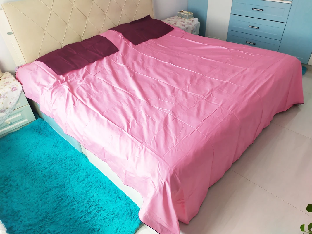 

Cotton Flat Bed Sheets Pink Single Double Queen King 250x265cm Bed Sheet Bedding Bedclothes Bed Linens Bedsheet