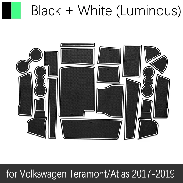 White Luminous Противоскользящие резиновые чашки подушки двери паз коврик для VW Teramont Atlas Volkswagen внутренний~ аксессуары коврик для телефона - Название цвета: White Luminous