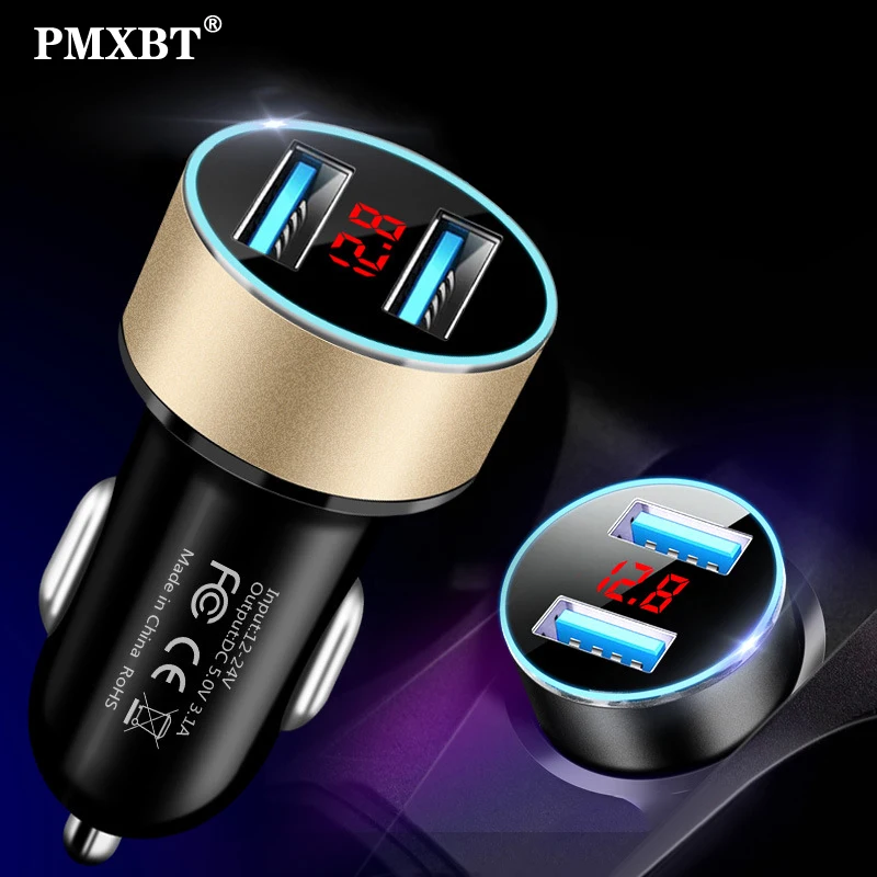 PMXBT мини зарядное устройство для автомобиля с двумя портами USB адаптер 3.1A
