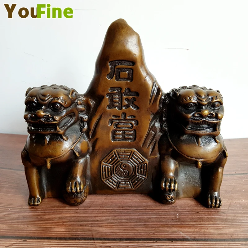 

Bronze Chinese Lion Town House Feng Shui Desktop Decoration Decoration Indoor Outdoor Stone Dare as Pure Copper Sculpture