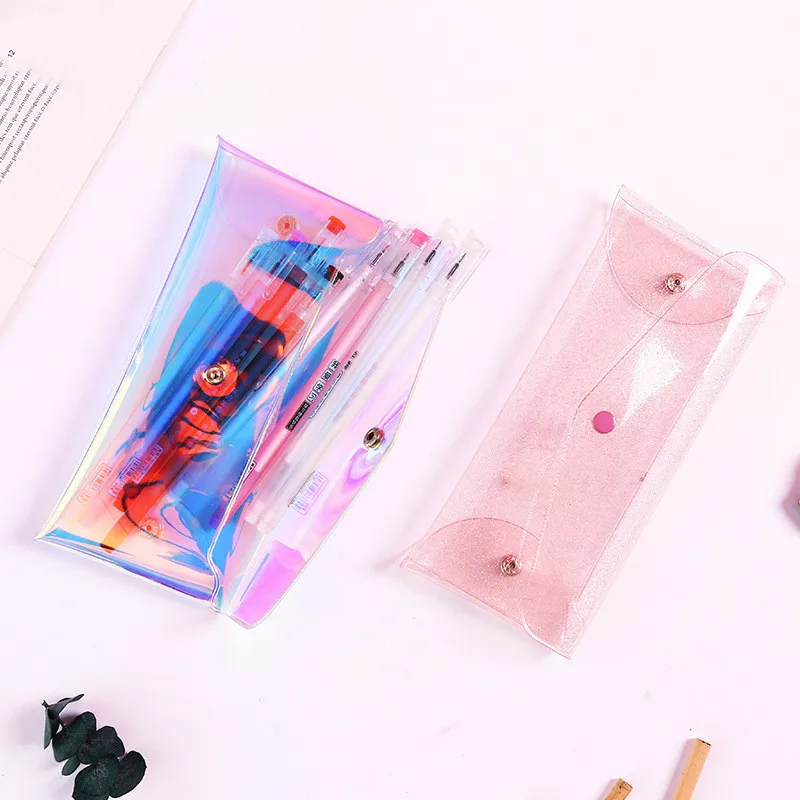 Блестящий Прозрачный чехол для лазерного карандаша милый розовый нежный пенал