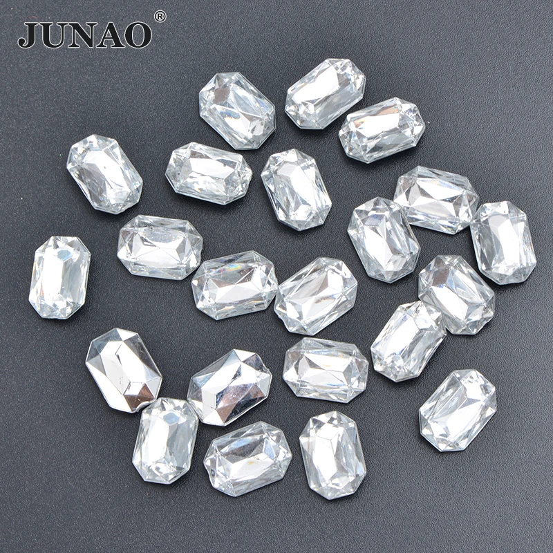 JUNAO 10x14 18x25 20x30 мм большая прозрачная квадратная стразы аппликация точка сзади