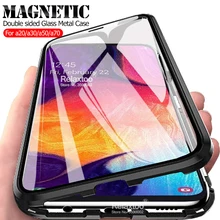 Магнитный чехол для samsung a50 двусторонний чехол из закаленного стекла для galaxy a30 a70 a20 a505F a 30 50 защитный чехол
