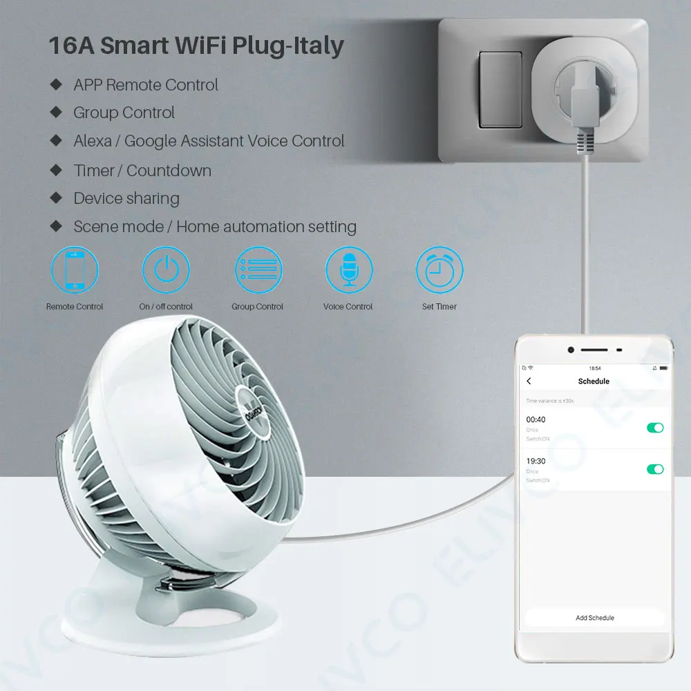 Tuya умная розетка WiFi Италия 16A 220 В питания синхронизация приложение дистанционное