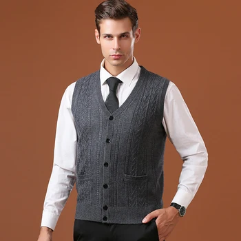 

Mens Wool Knit Vest Sweater Cardigan Jacket Sleeveless Tops Buttons Down V Neck Basic Fashion Casual Smart BO25264111