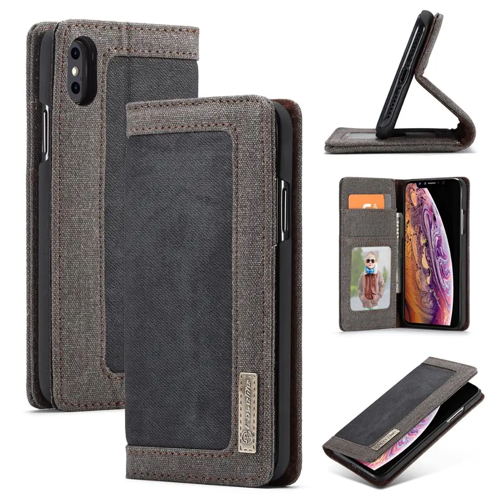 

CaseMe Denim Soft TPU Magnetic Cases For iPhone X XR XS Max Wallet Card Holders Phone Case For iPhone 8 7 6 Plus 6S Cover