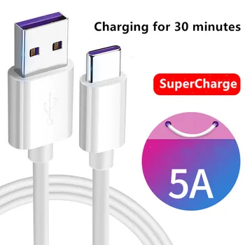 

New USB Type C Cable USB 5A Supercharge Super For Huawei P30 P20 Pro lite Mate20 10 Pro P10 Plus lite Charger Cable