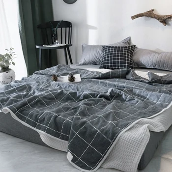 

Cotton Gauze Blanket for Bed Thin Summer Quilt Autumn Plaid Bed Sheet Bedspread Bed Cover for Double Bed Sofa Throw Blankets
