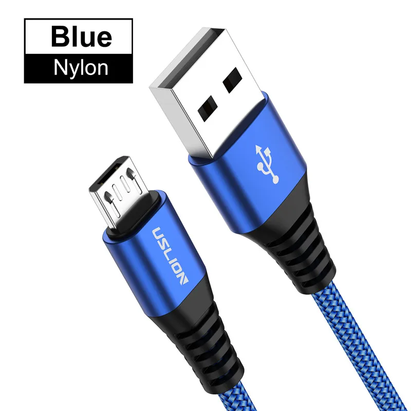 USLION Micro usb кабель 3A кабель для быстрой зарядки для samsung Xiaomi Android мобильный телефон Microusb зарядное устройство Usb кабель для передачи данных 2 м 1 м 25 см - Цвет: Синий
