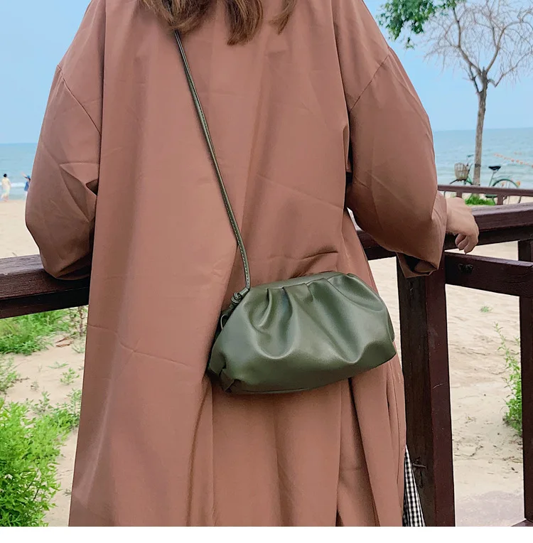 Модная женская сумка-мессенджер, простая сумка из искусственной кожи на плечо для женщин, плиссированный дизайн, женский клатч, сумка-мессенджер