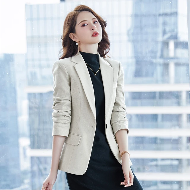 Fashion Casual Office Ladies Blazer Women Jacket Long Sleeve Work Uniform  Business Clothes - Blazers - AliExpress