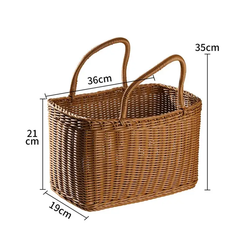 Woven Picnic Baskets Handmade Wicker Basket with Handle Flower Arrangement Basket Shopping Storage Hamper Basket