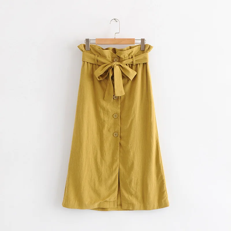 

Western Style 19 Spring New Style Versitile Fashion High-waisted Slimming Lace-up Buckle Skirt Medium-length Dress Women's Fashi