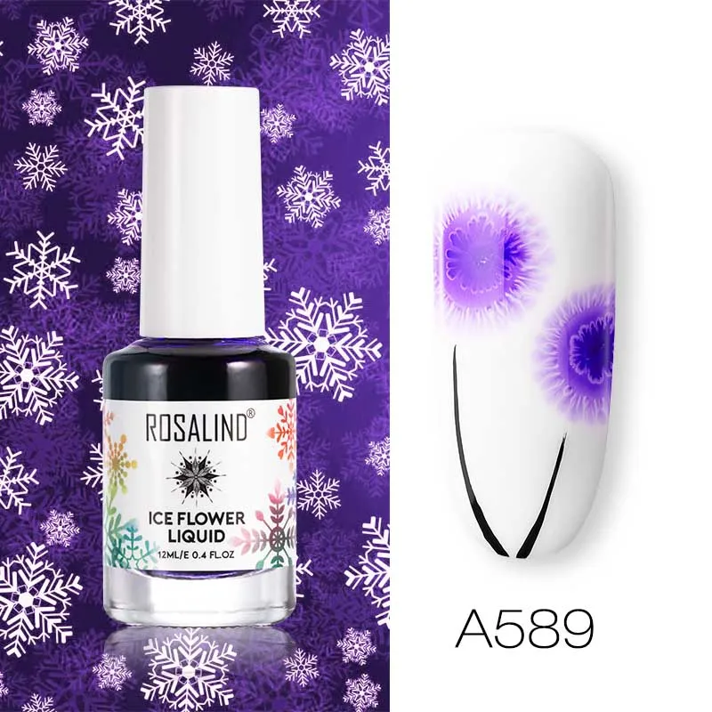 ROSALIND Гель-лак для ногтей, лак для маникюра, гибридные Лаки, впитываемые Ледяной цветок, грунтовка для ногтей, цветущий Полупостоянный дизайн ногтей - Цвет: A589